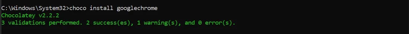 choco install googlechrome ( install google chrome using chocolatey )