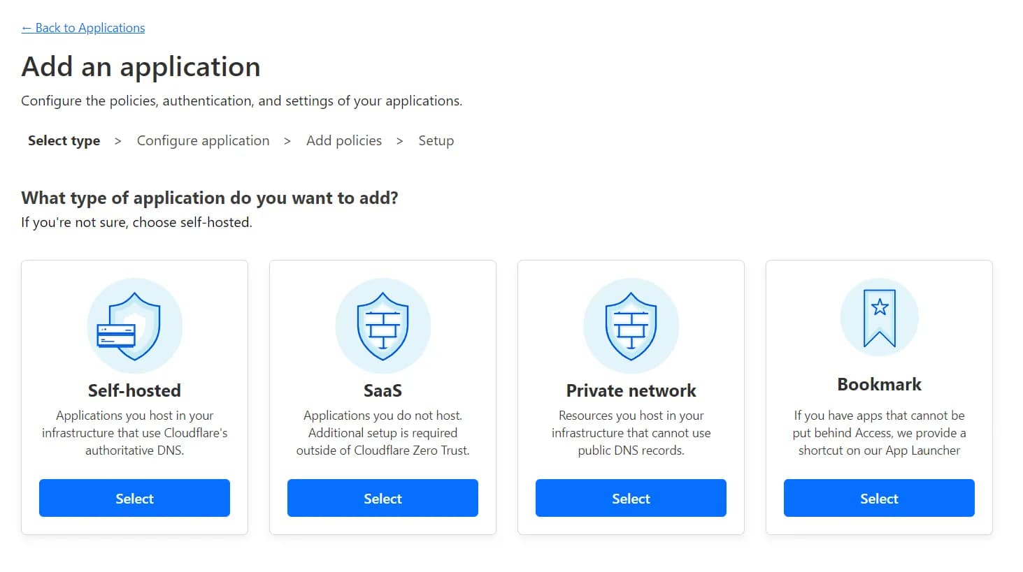 new application page after successfully bypassed Cloudflare choose plan page