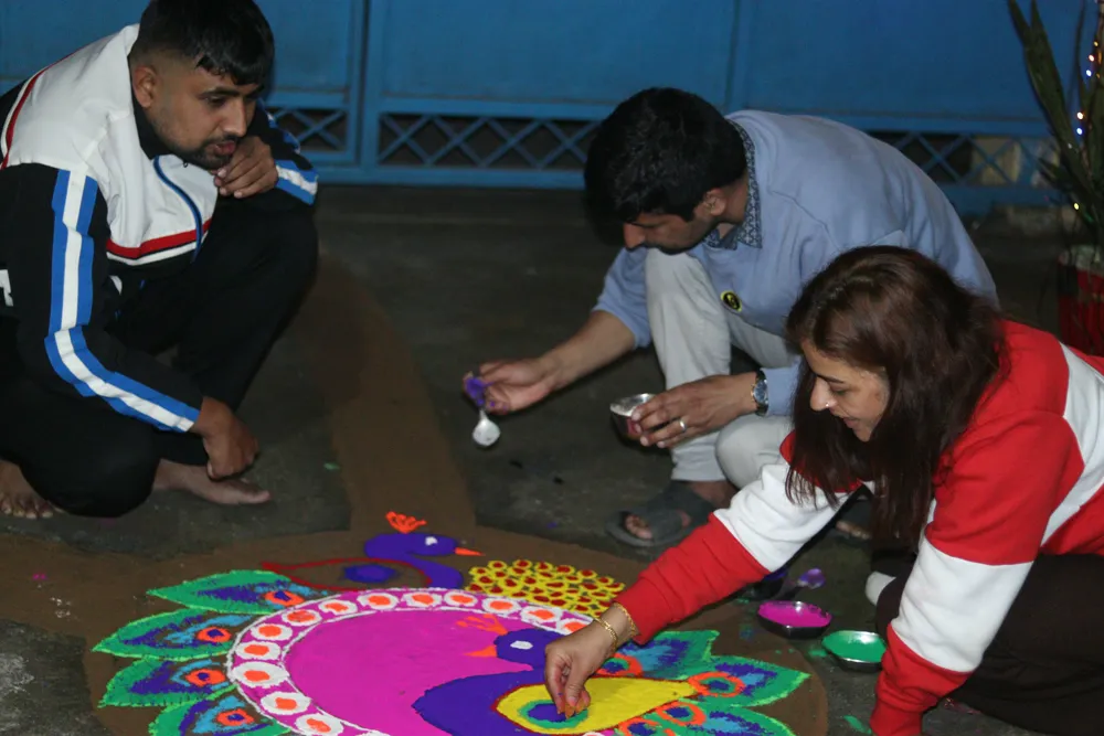 peacock rangoli - tihar night