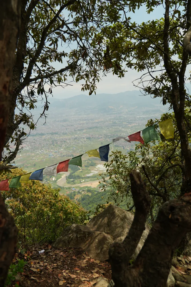 prayer flags over the valley - champadevi